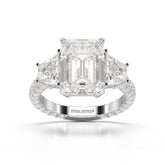 7.49 CT Three Stone Emerald Cut Lab Diamond Ring